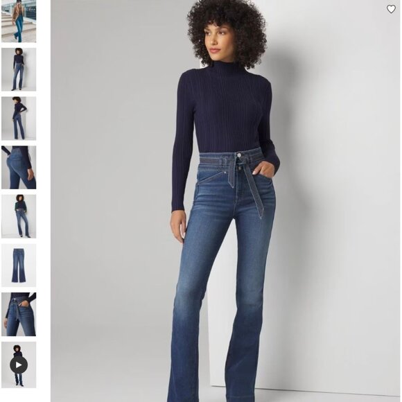 White House Black Market Everyday Soft EHR Belted Skinny Flare Jeans Size 2 - Picture 1 of 11